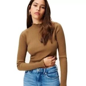 New good american sepia001 mock ribbed turtleneck size 3